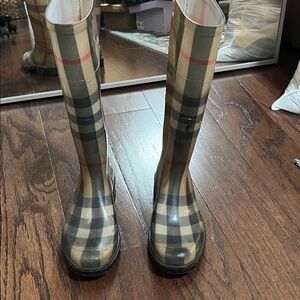 Burberry Plaid Knee-High Rain Boots